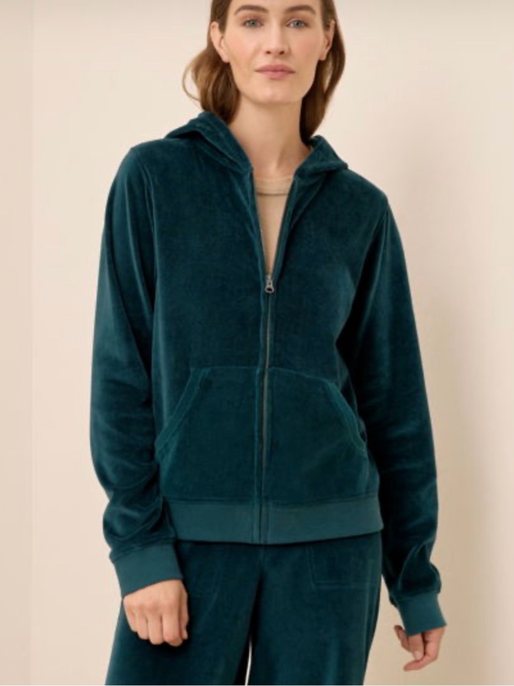 Pact organic cotton Pure velour zip hoodie Deep Teal size L